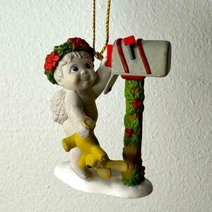 Dreamsicles Cherub With Bunny Christmas Ornament 1997 Vintage Angel Baby Mailbox